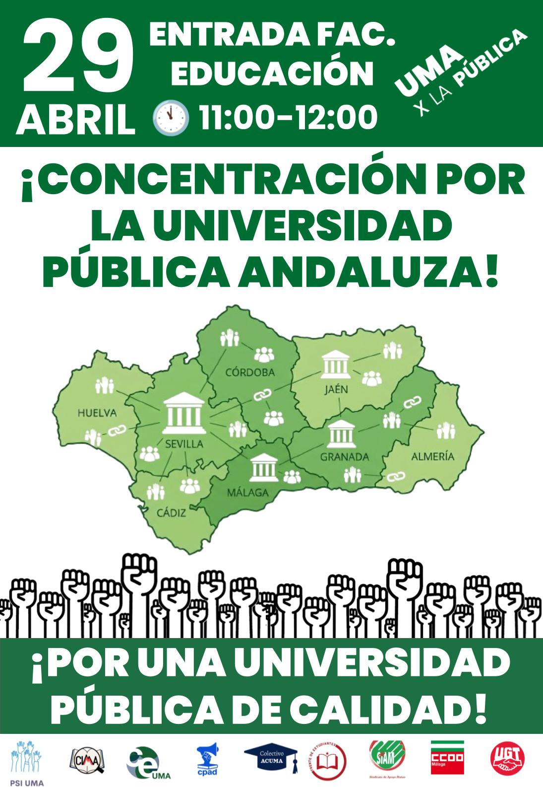 Cartel manifestación 29A - Universidad de Málaga
